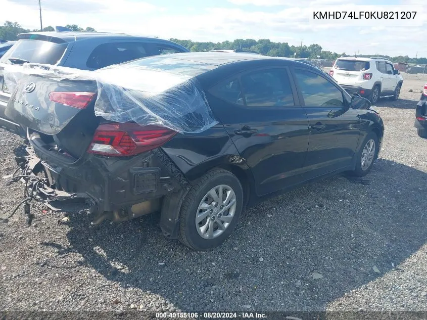 KMHD74LF0KU821207 2019 Hyundai Elantra Se