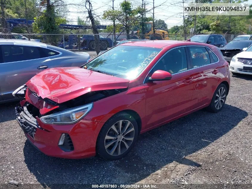 2019 Hyundai Elantra Gt VIN: KMHH35LE9KU094837 Lot: 40157983