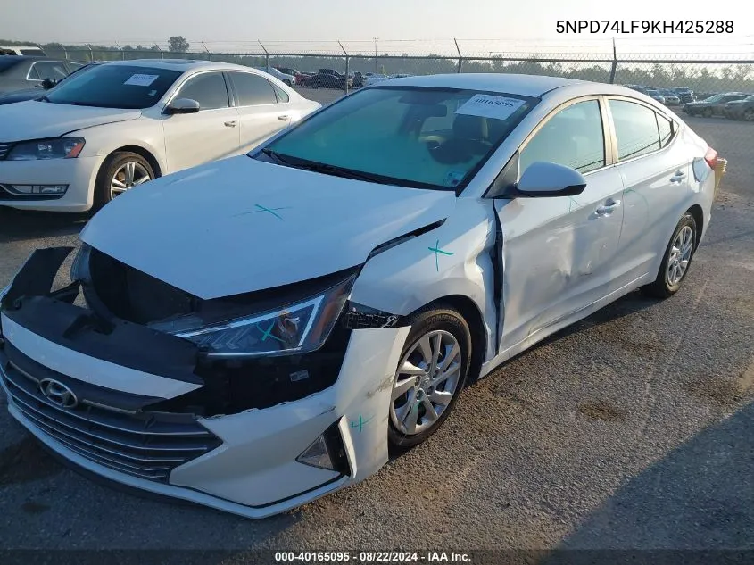 2019 Hyundai Elantra Se VIN: 5NPD74LF9KH425288 Lot: 40165095