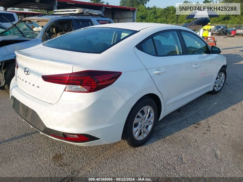 2019 Hyundai Elantra Se VIN: 5NPD74LF9KH425288 Lot: 40165095