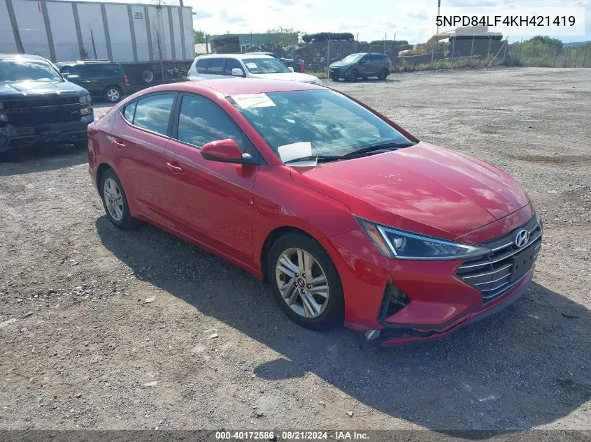 2019 Hyundai Elantra Sel VIN: 5NPD84LF4KH421419 Lot: 40172586