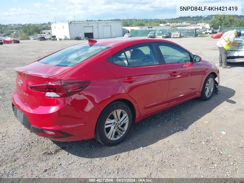 2019 Hyundai Elantra Sel VIN: 5NPD84LF4KH421419 Lot: 40172586