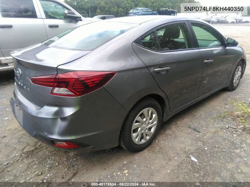 2019 Hyundai Elantra Se VIN: 5NPD74LF8KH440350 Lot: 40178934