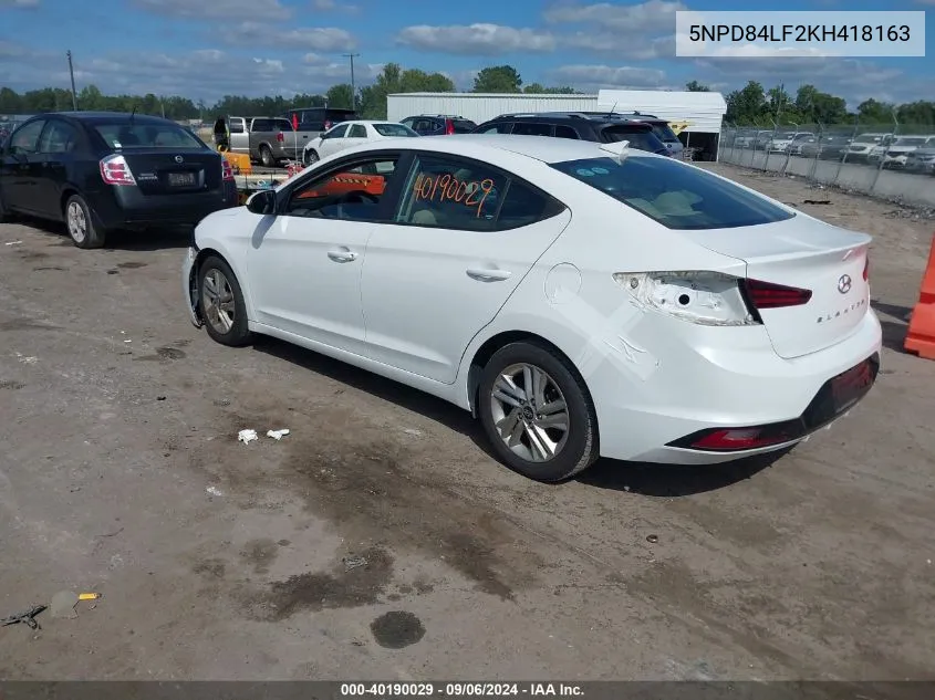 2019 Hyundai Elantra Sel VIN: 5NPD84LF2KH418163 Lot: 40190029