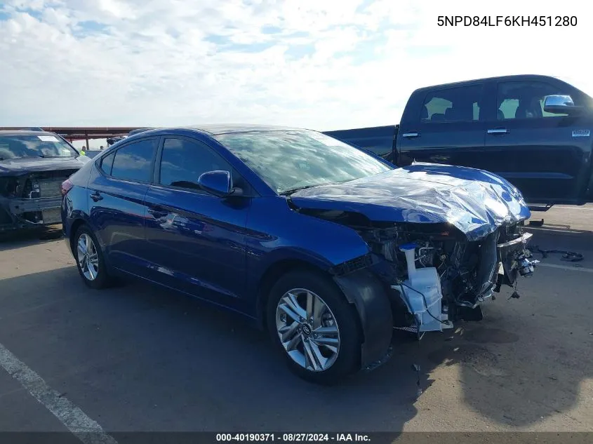 2019 Hyundai Elantra Sel VIN: 5NPD84LF6KH451280 Lot: 40190371