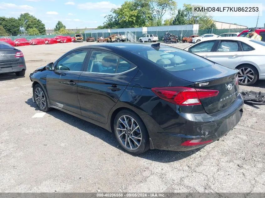 2019 Hyundai Elantra Limited VIN: KMHD84LF7KU862253 Lot: 40206558