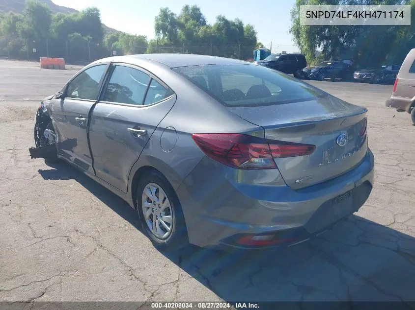 2019 Hyundai Elantra Se VIN: 5NPD74LF4KH471174 Lot: 40208034