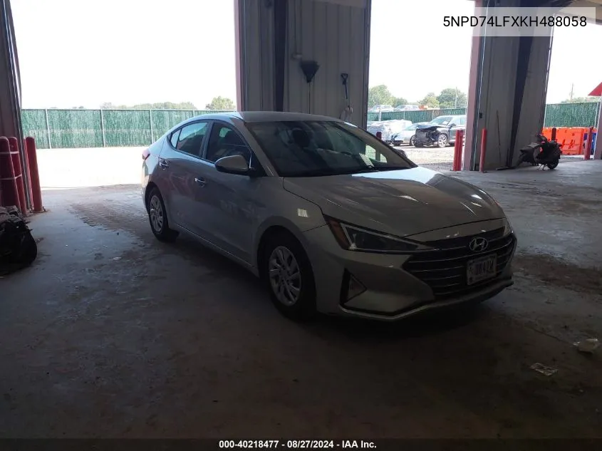 2019 Hyundai Elantra Se VIN: 5NPD74LFXKH488058 Lot: 40218477