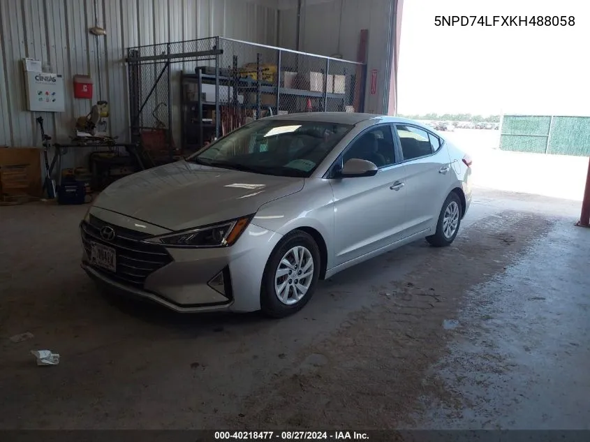 2019 Hyundai Elantra Se VIN: 5NPD74LFXKH488058 Lot: 40218477