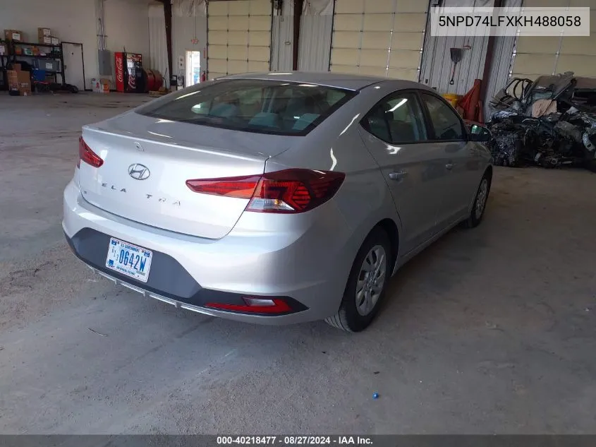 2019 Hyundai Elantra Se VIN: 5NPD74LFXKH488058 Lot: 40218477