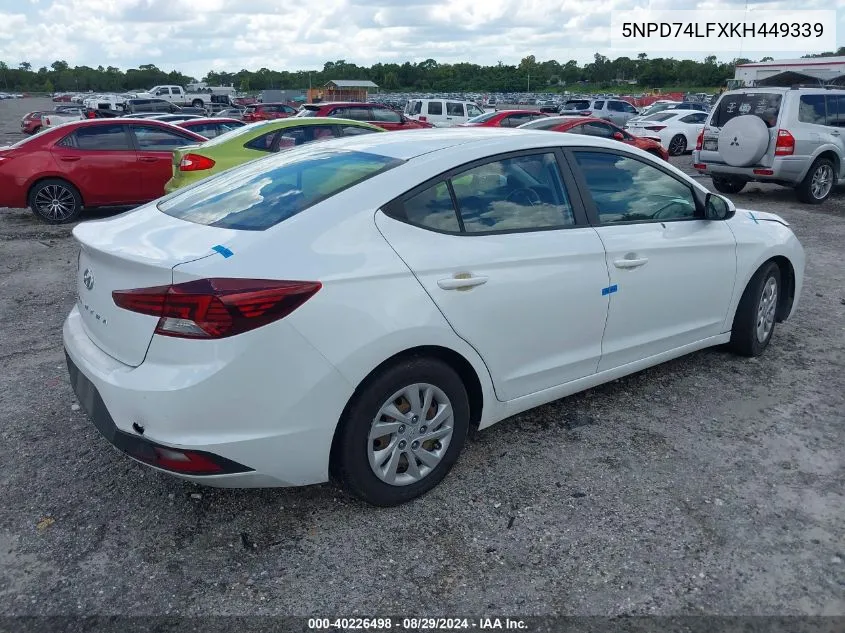 5NPD74LFXKH449339 2019 Hyundai Elantra Se