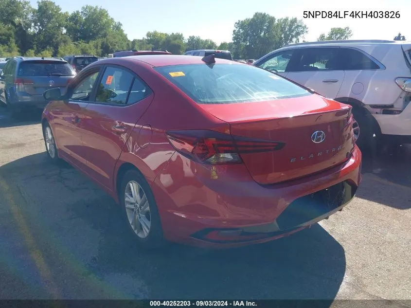 5NPD84LF4KH403826 2019 Hyundai Elantra Sel