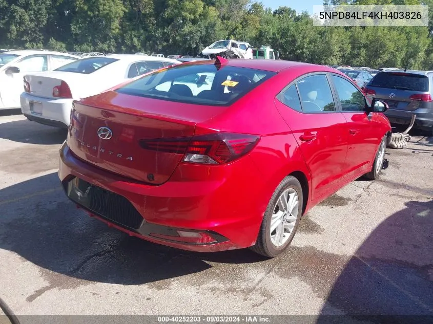 5NPD84LF4KH403826 2019 Hyundai Elantra Sel