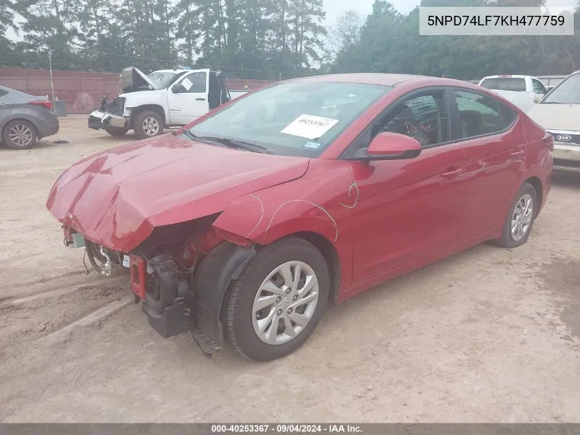 5NPD74LF7KH477759 2019 Hyundai Elantra Se