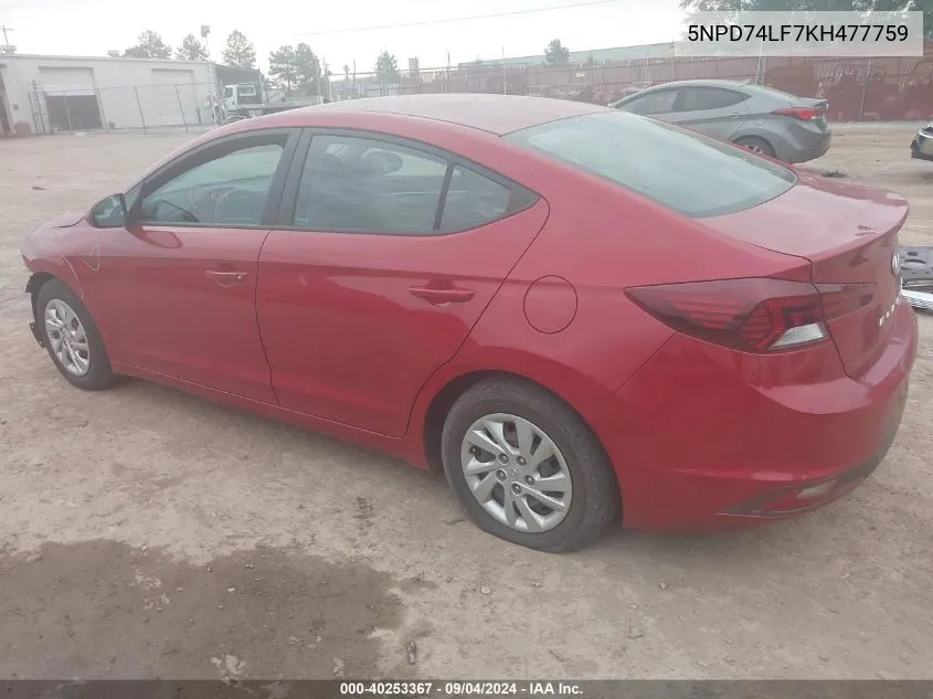 5NPD74LF7KH477759 2019 Hyundai Elantra Se