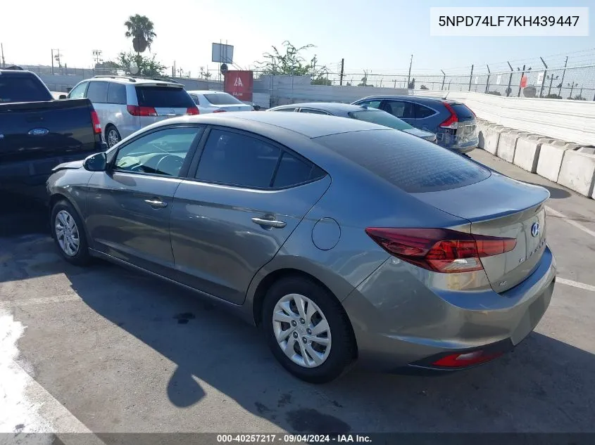 5NPD74LF7KH439447 2019 Hyundai Elantra Se