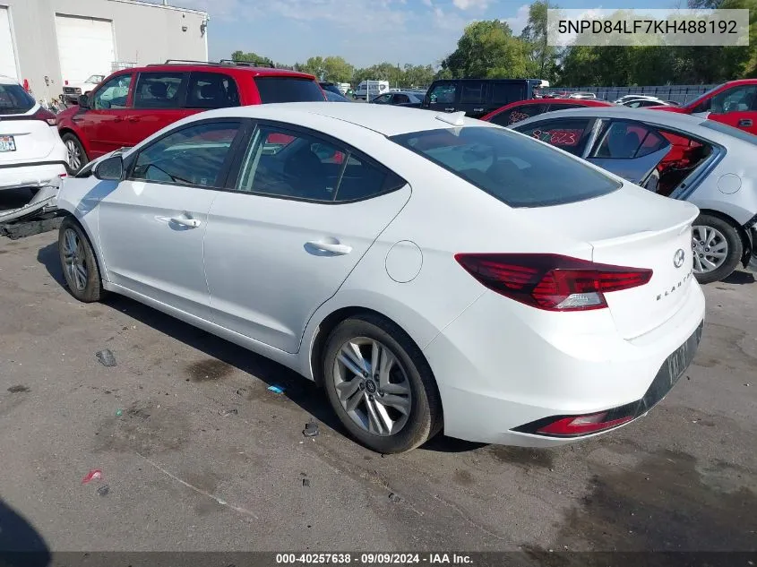 2019 Hyundai Elantra Sel VIN: 5NPD84LF7KH488192 Lot: 40257638