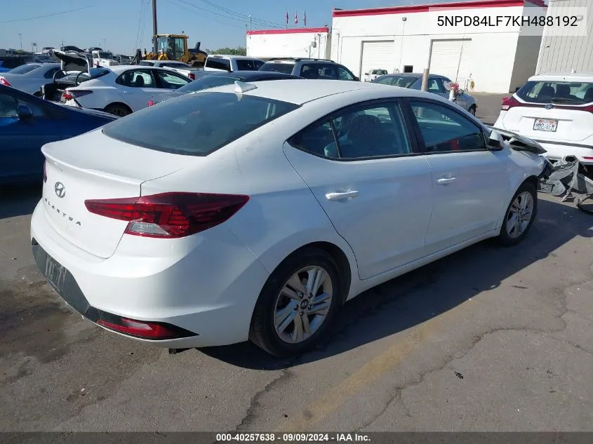 2019 Hyundai Elantra Sel VIN: 5NPD84LF7KH488192 Lot: 40257638