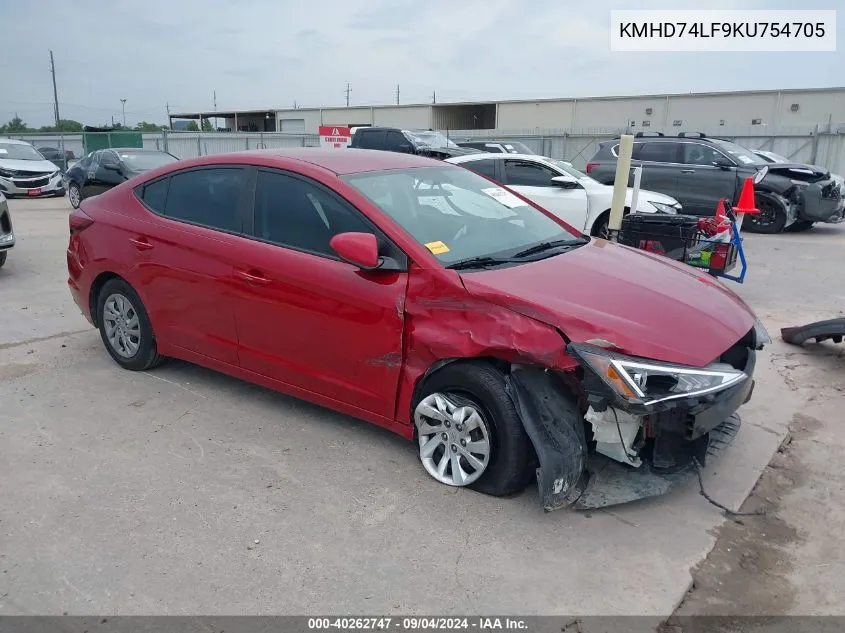 KMHD74LF9KU754705 2019 Hyundai Elantra Se