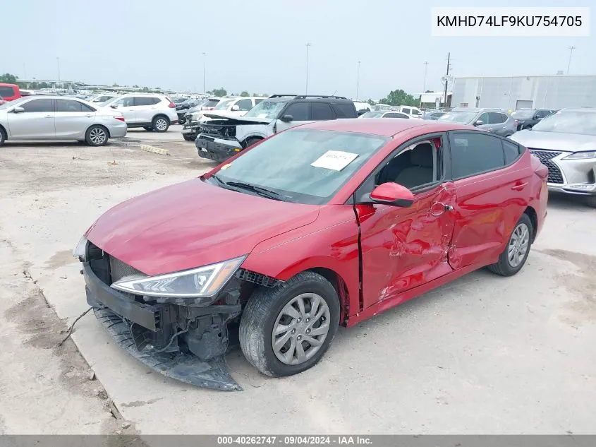 2019 Hyundai Elantra Se VIN: KMHD74LF9KU754705 Lot: 40262747