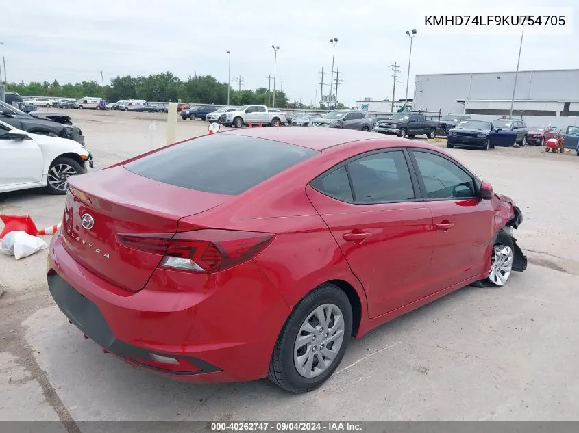 KMHD74LF9KU754705 2019 Hyundai Elantra Se