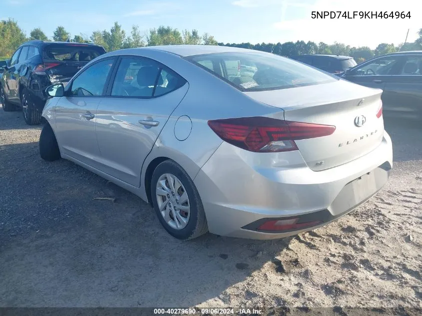 2019 Hyundai Elantra Se VIN: 5NPD74LF9KH464964 Lot: 40279690