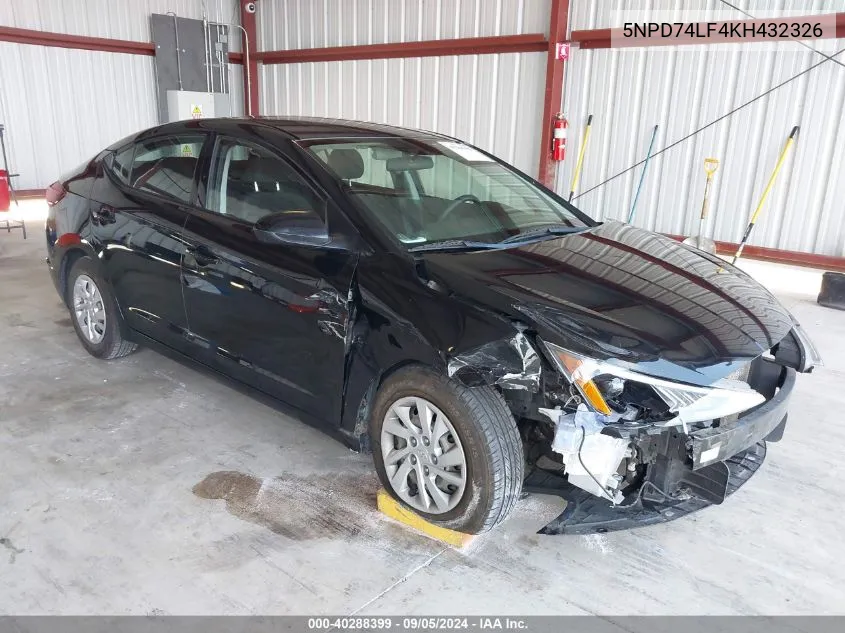 5NPD74LF4KH432326 2019 Hyundai Elantra Se