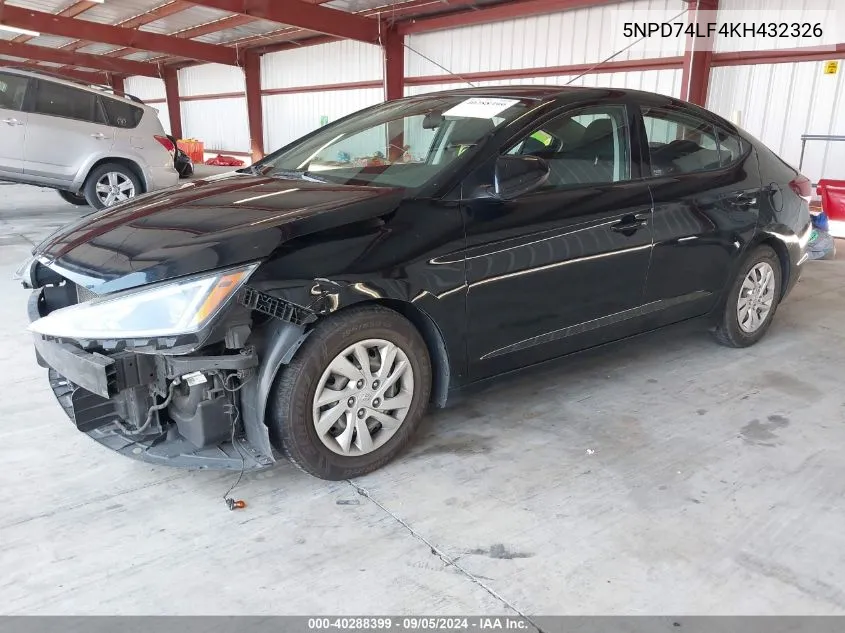 2019 Hyundai Elantra Se VIN: 5NPD74LF4KH432326 Lot: 40288399