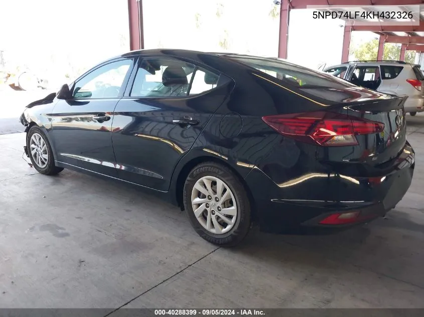 5NPD74LF4KH432326 2019 Hyundai Elantra Se