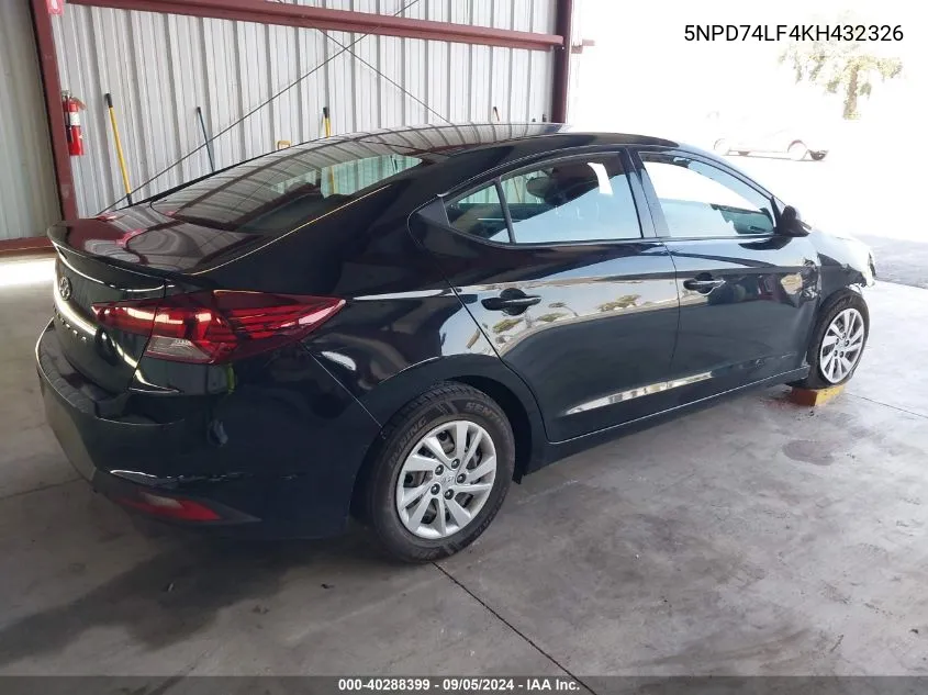 5NPD74LF4KH432326 2019 Hyundai Elantra Se