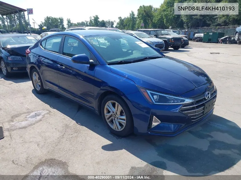 2019 Hyundai Elantra Sel VIN: 5NPD84LF4KH410193 Lot: 40290001