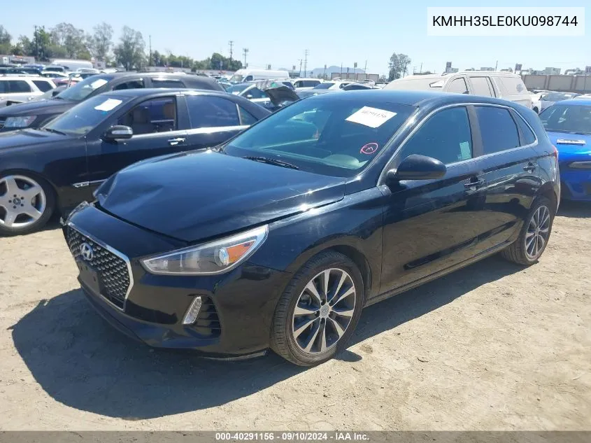 2019 Hyundai Elantra Gt VIN: KMHH35LE0KU098744 Lot: 40291156