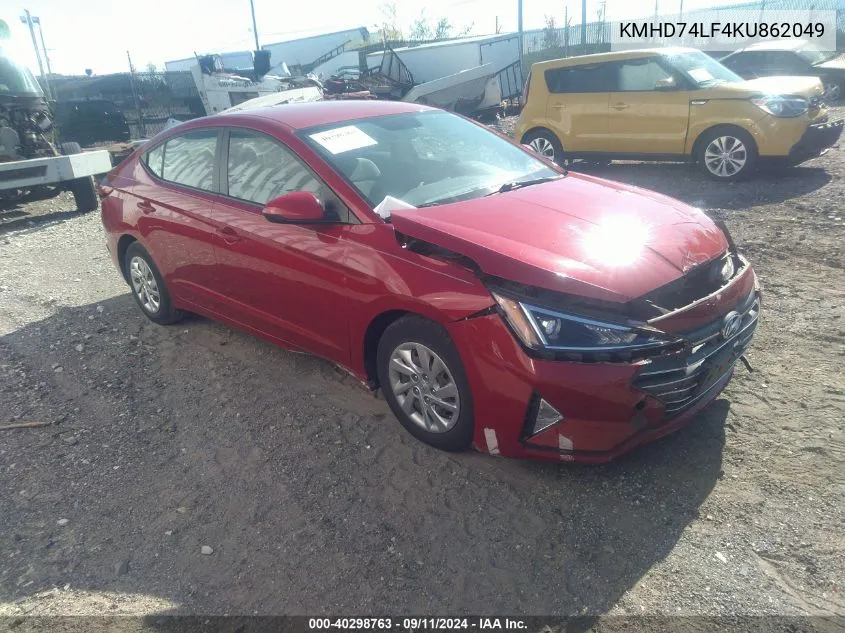 KMHD74LF4KU862049 2019 Hyundai Elantra Se