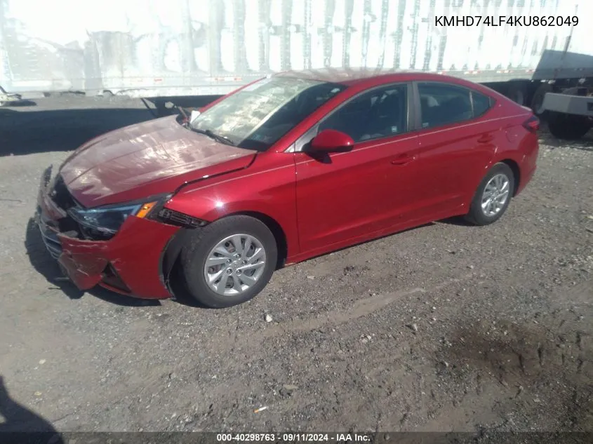 KMHD74LF4KU862049 2019 Hyundai Elantra Se