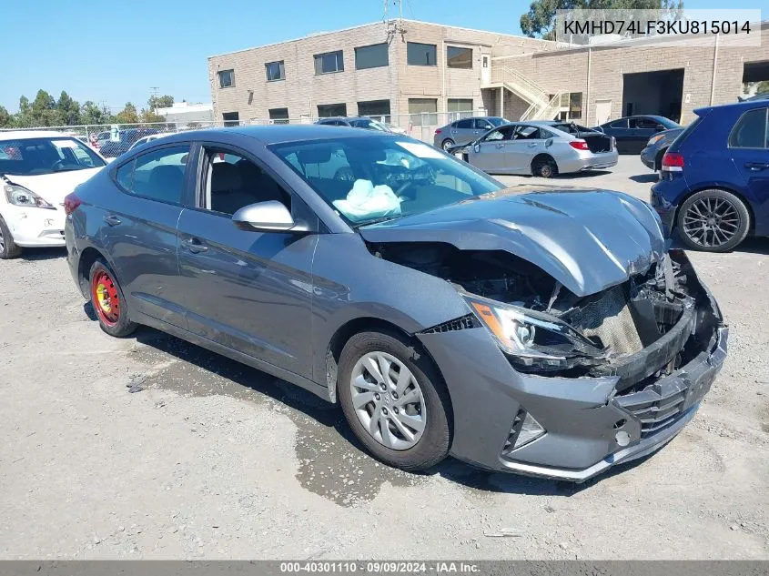 KMHD74LF3KU815014 2019 Hyundai Elantra Se