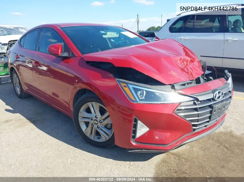 2019 Hyundai Elantra Sel VIN: 5NPD84LF4KH442786 Lot: 40303132