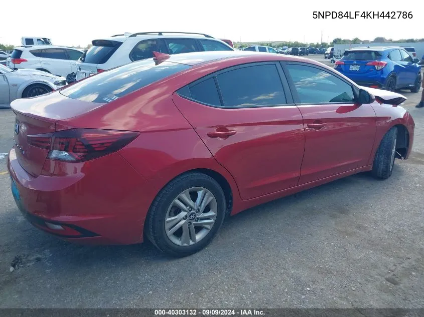 2019 Hyundai Elantra Sel VIN: 5NPD84LF4KH442786 Lot: 40303132