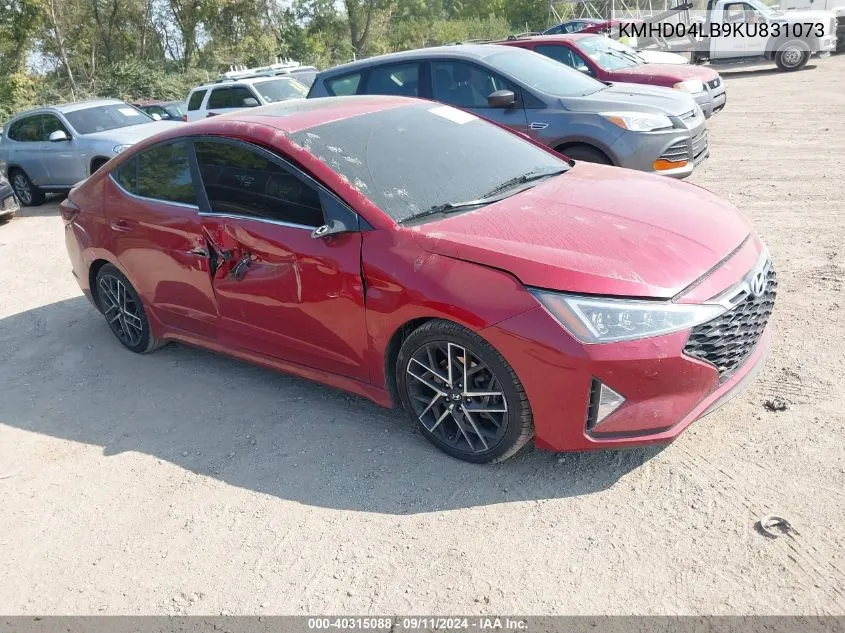 2019 Hyundai Elantra Sport VIN: KMHD04LB9KU831073 Lot: 40315088