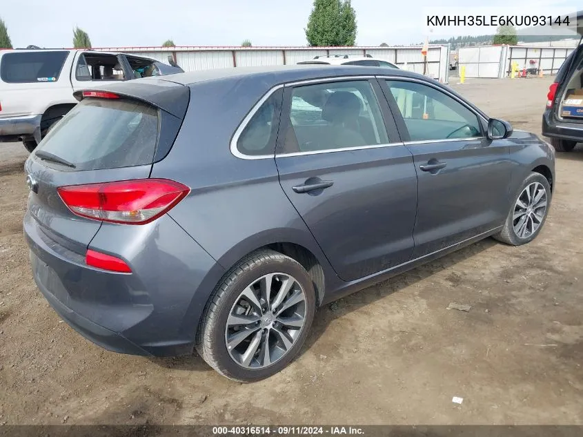 2019 Hyundai Elantra Gt VIN: KMHH35LE6KU093144 Lot: 40316514