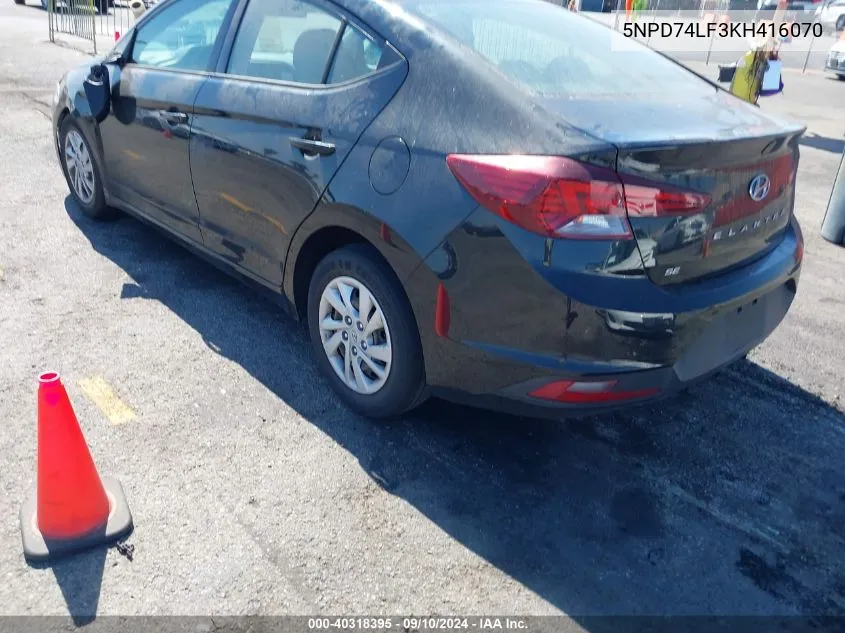 5NPD74LF3KH416070 2019 Hyundai Elantra Se