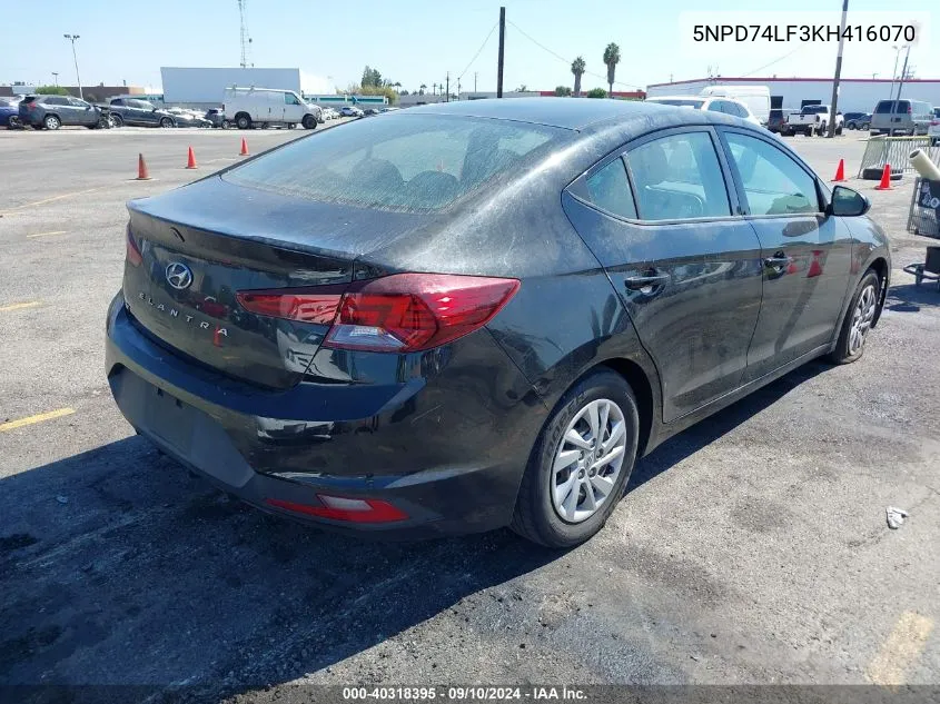 2019 Hyundai Elantra Se VIN: 5NPD74LF3KH416070 Lot: 40318395