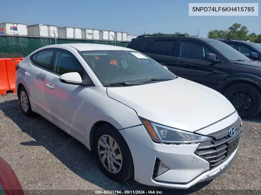 5NPD74LF6KH415785 2019 Hyundai Elantra Se