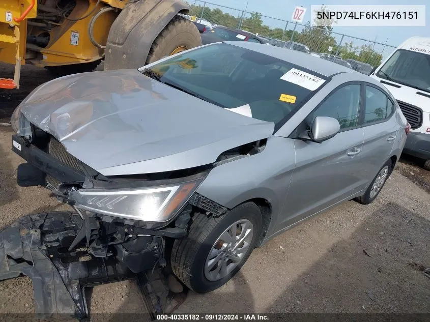 5NPD74LF6KH476151 2019 Hyundai Elantra Se