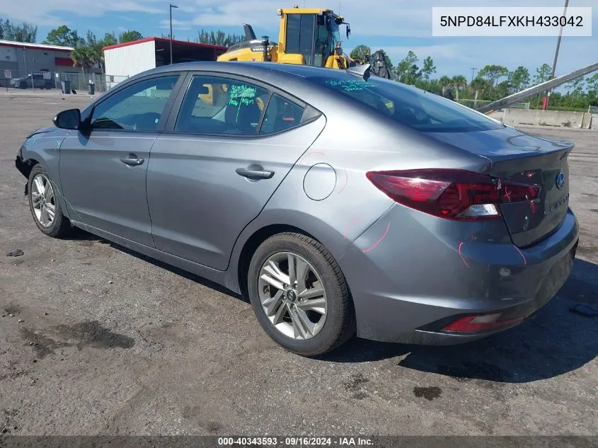 2019 Hyundai Elantra Sel/Value/Limited VIN: 5NPD84LFXKH433042 Lot: 40343593