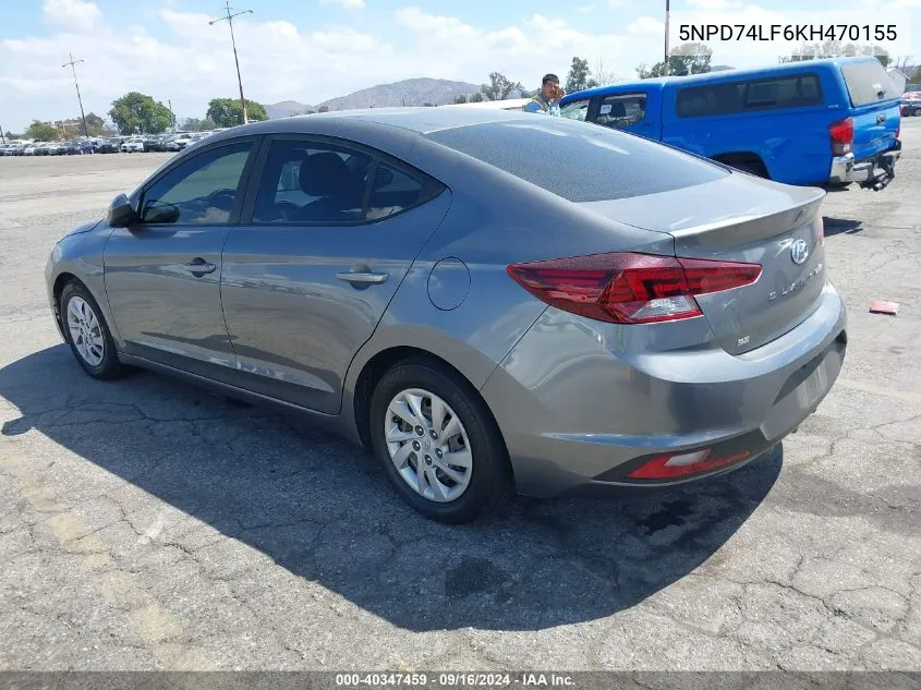 2019 Hyundai Elantra Se VIN: 5NPD74LF6KH470155 Lot: 40347459