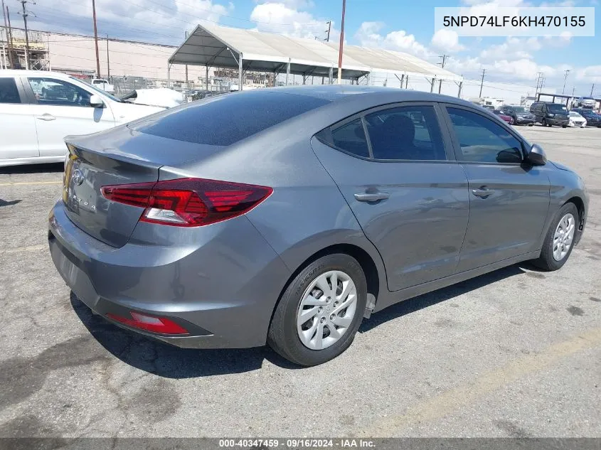 2019 Hyundai Elantra Se VIN: 5NPD74LF6KH470155 Lot: 40347459