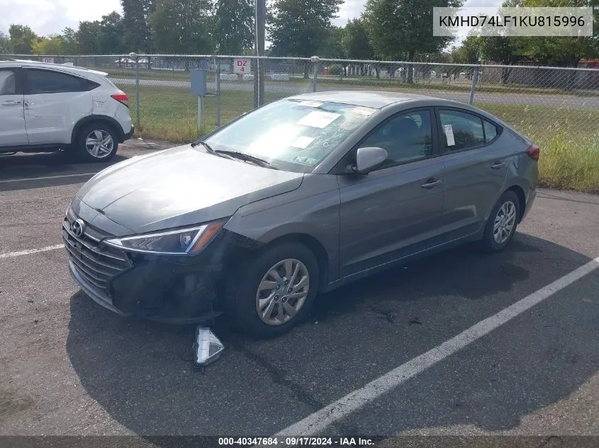 2019 Hyundai Elantra Se VIN: KMHD74LF1KU815996 Lot: 40347684