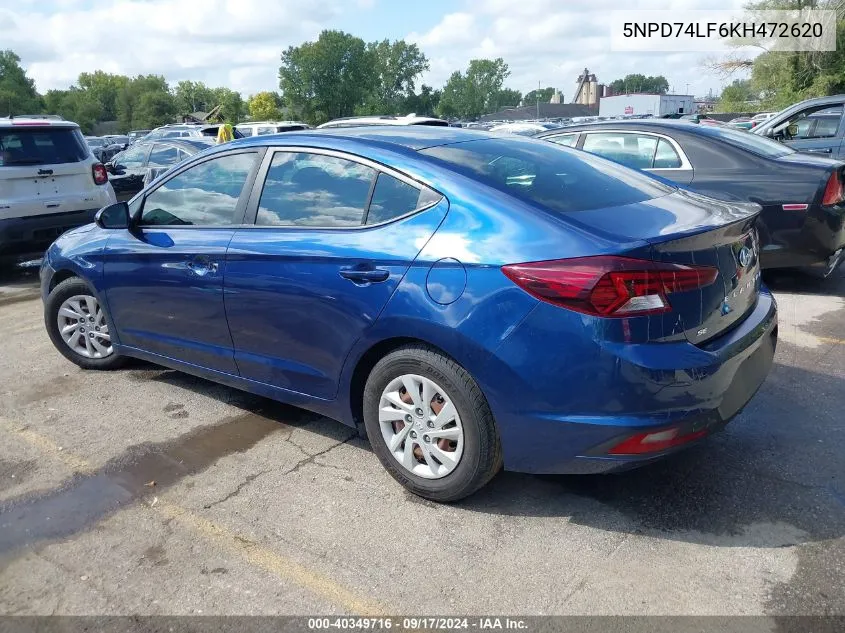 2019 Hyundai Elantra Se VIN: 5NPD74LF6KH472620 Lot: 40349716