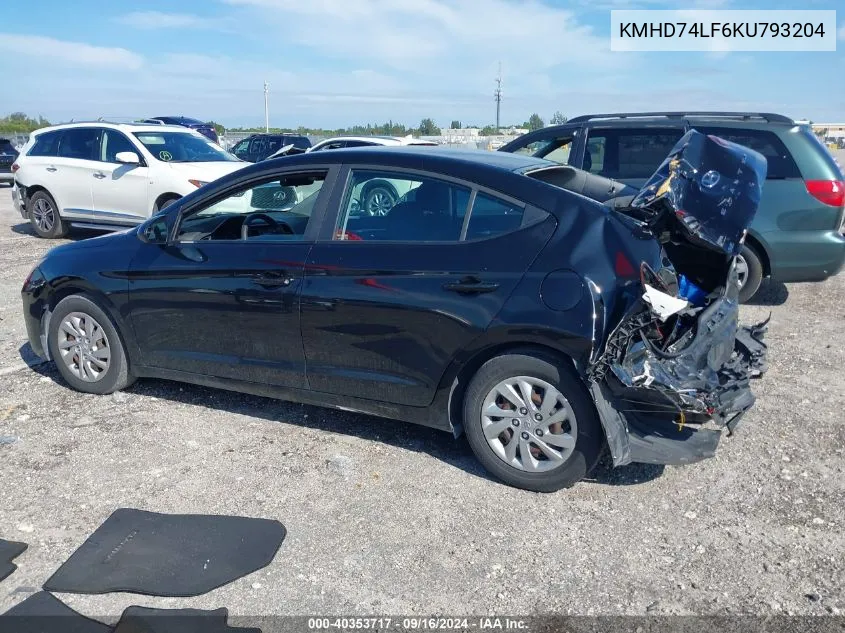 KMHD74LF6KU793204 2019 Hyundai Elantra Se