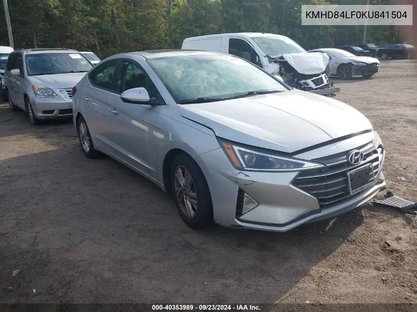 2019 Hyundai Elantra Sel/Value/Limited VIN: KMHD84LF0KU841504 Lot: 40353989